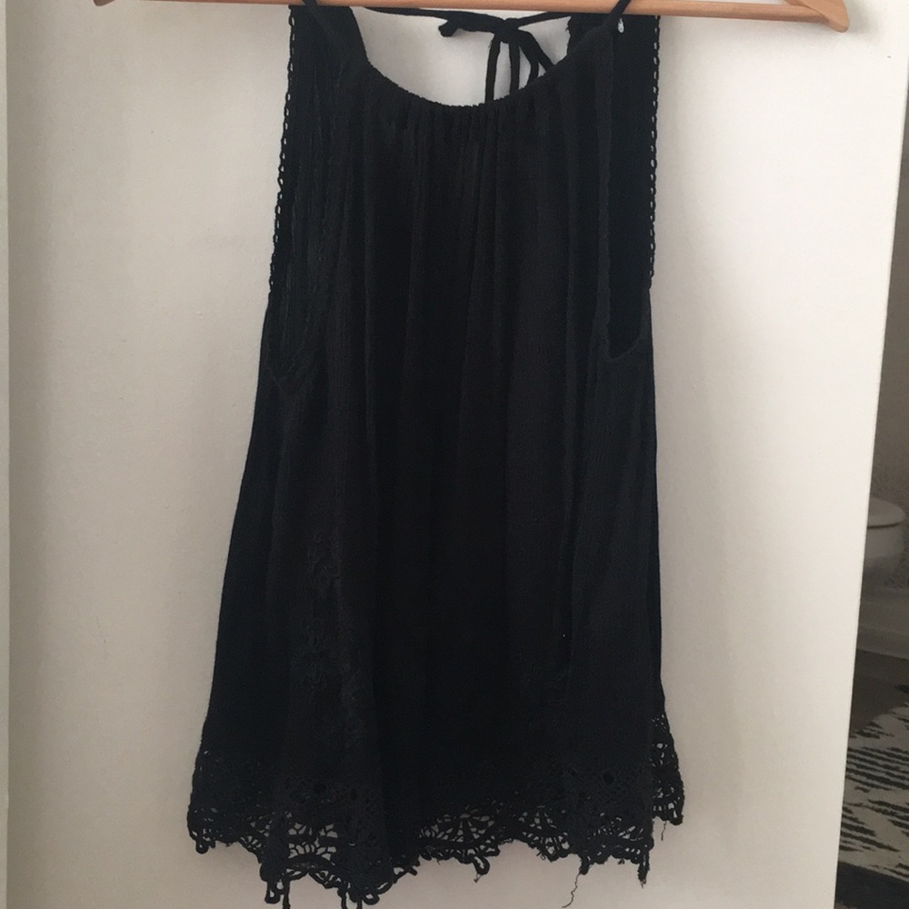 Black summer top with lace detail